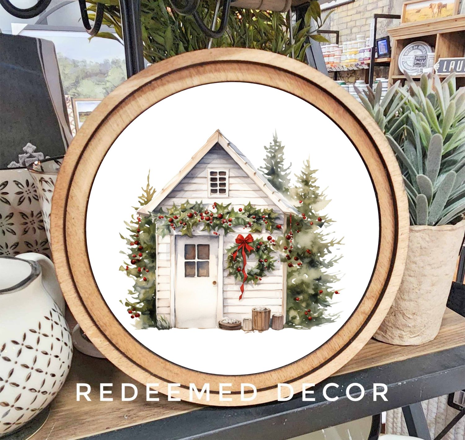 8&quot; Round Christmas Shed Art