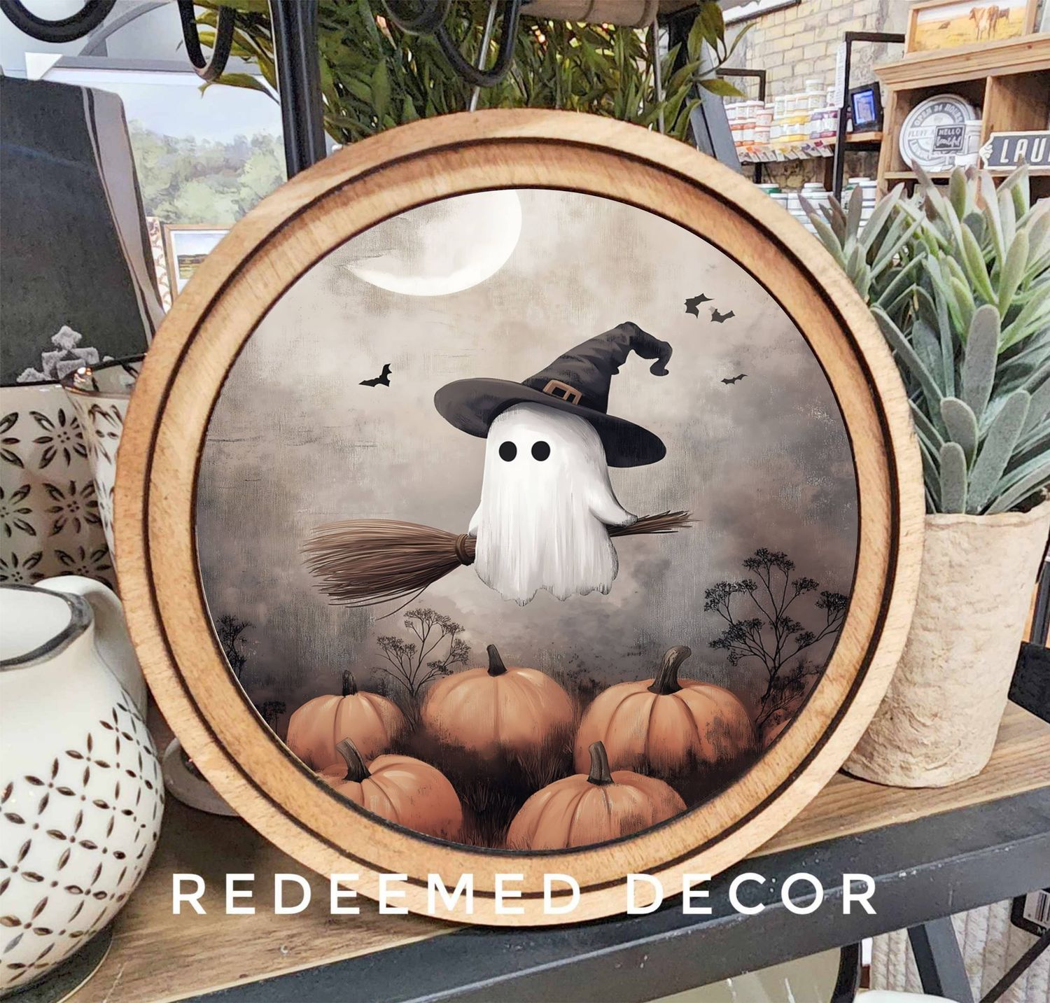 8&quot; Round Ghostie Witch Art