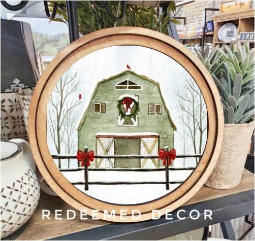 8&quot; Round Green Barn Art