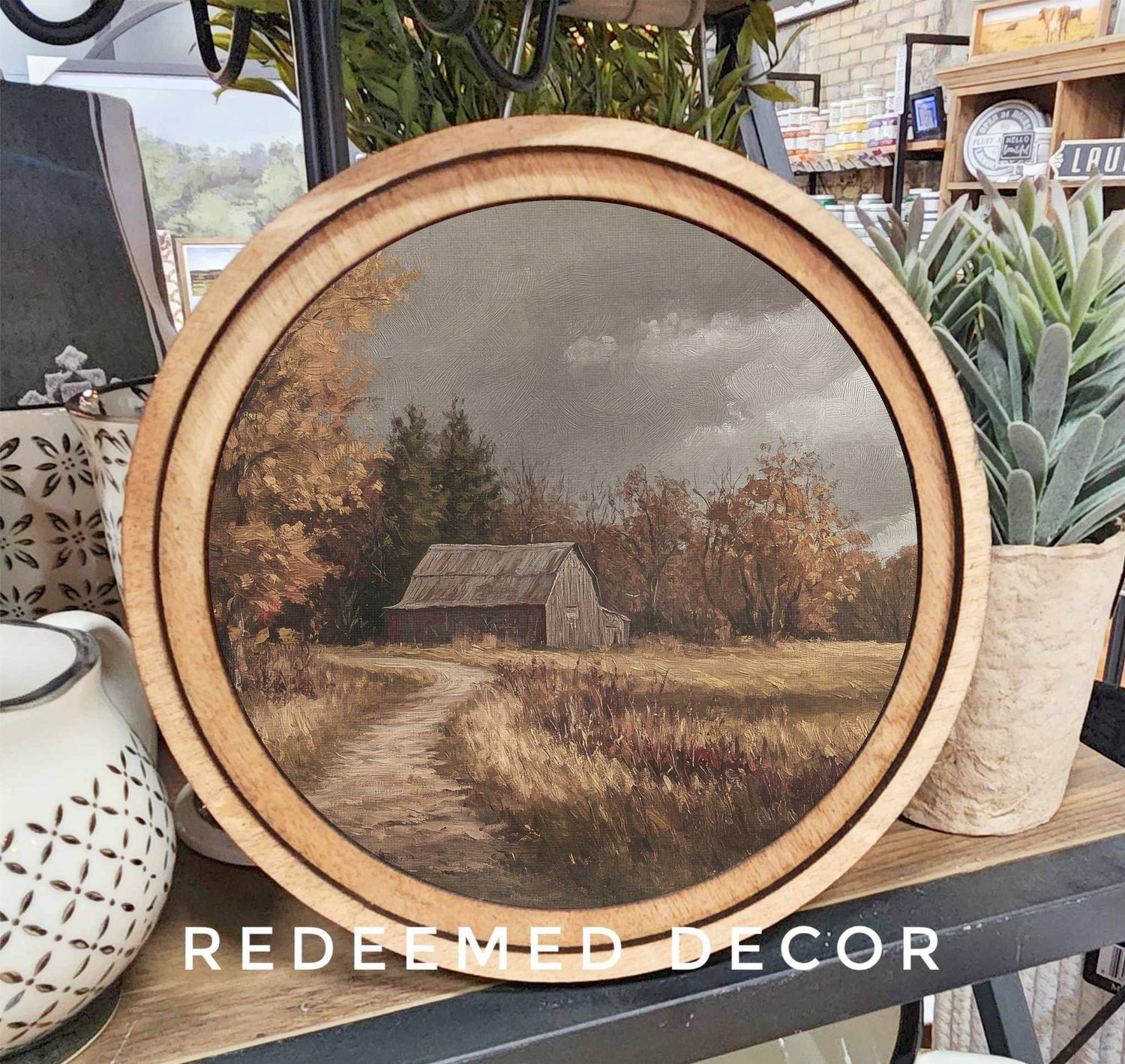 8&quot; Round Moody Barn Art