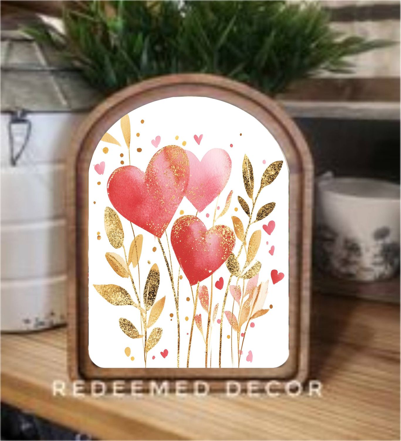 Arch Top Valentine Hearts Framed Art