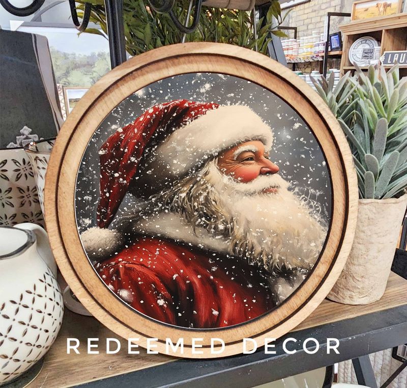 8&quot; Round Antique Santa Art