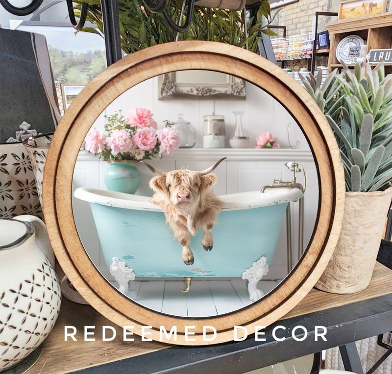 8&quot; Round Aqua Highland in Tub Art