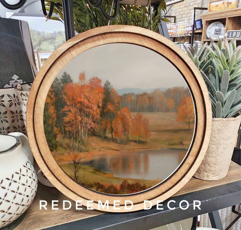 8&quot; Round Autumn Pond Art