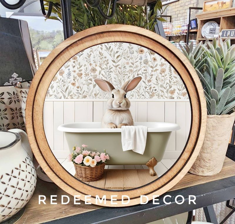 8&quot; Round Bunny in Tub Art