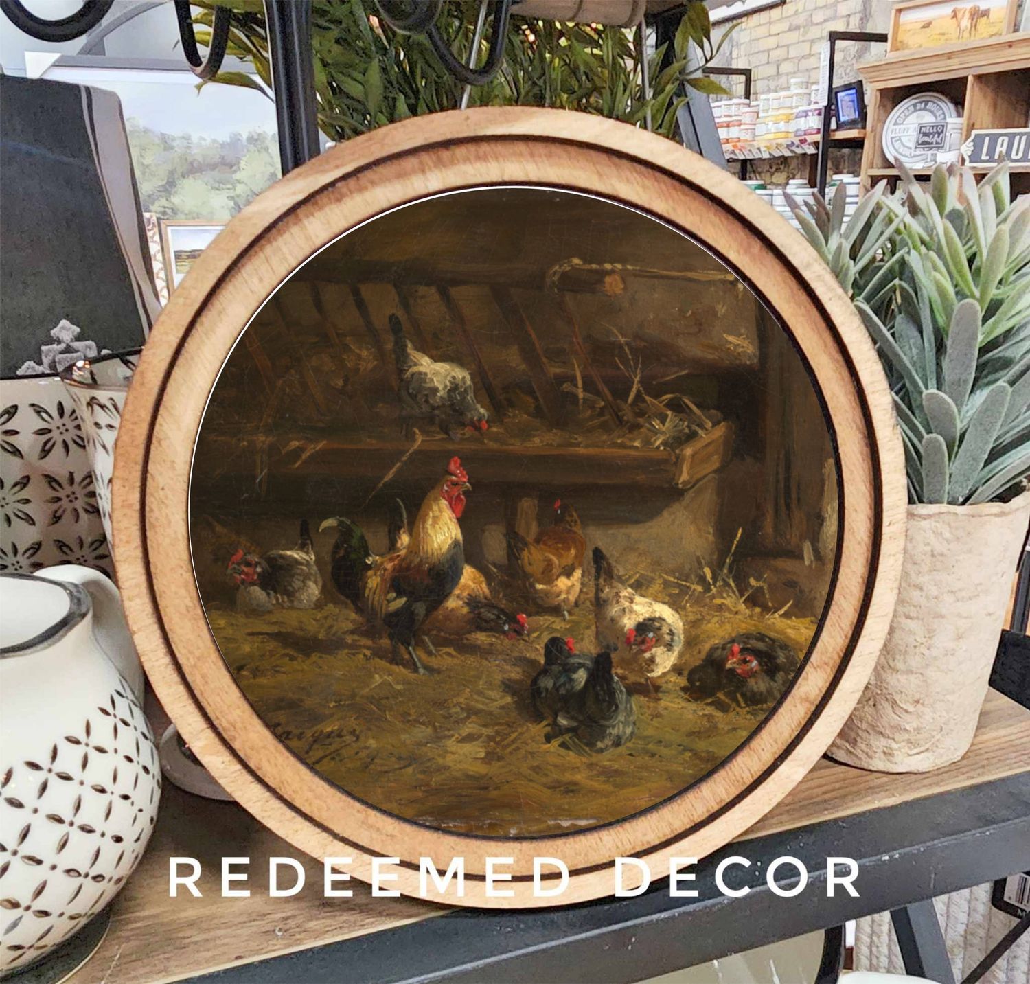 8&quot; Round Chicken Coop Art