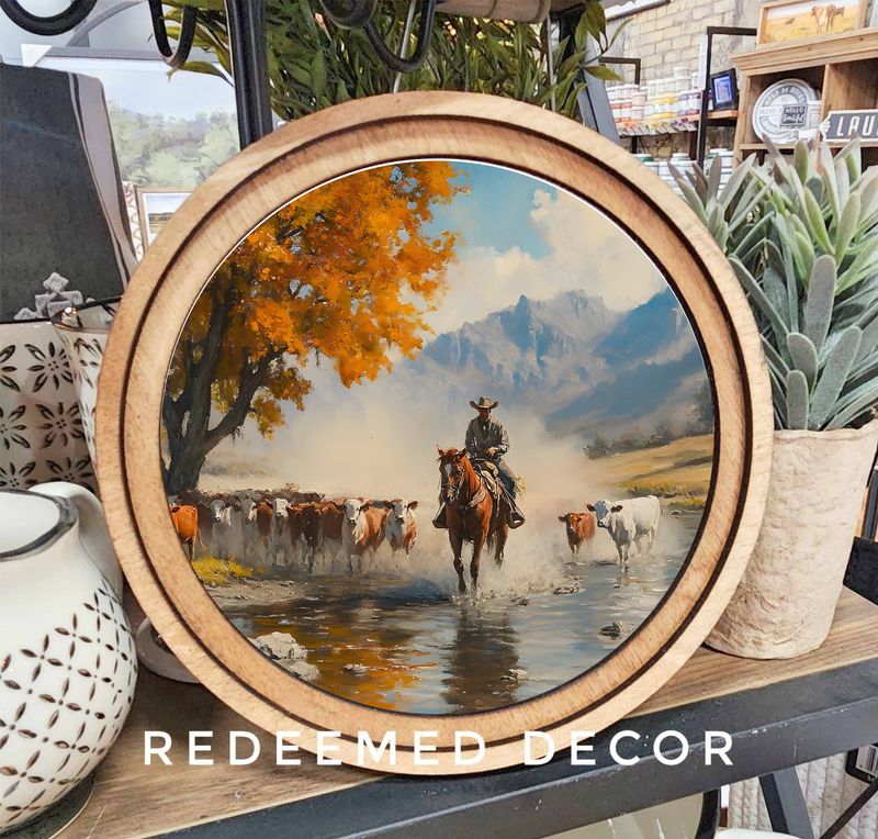 8&quot; Round Cowboy Creek Art