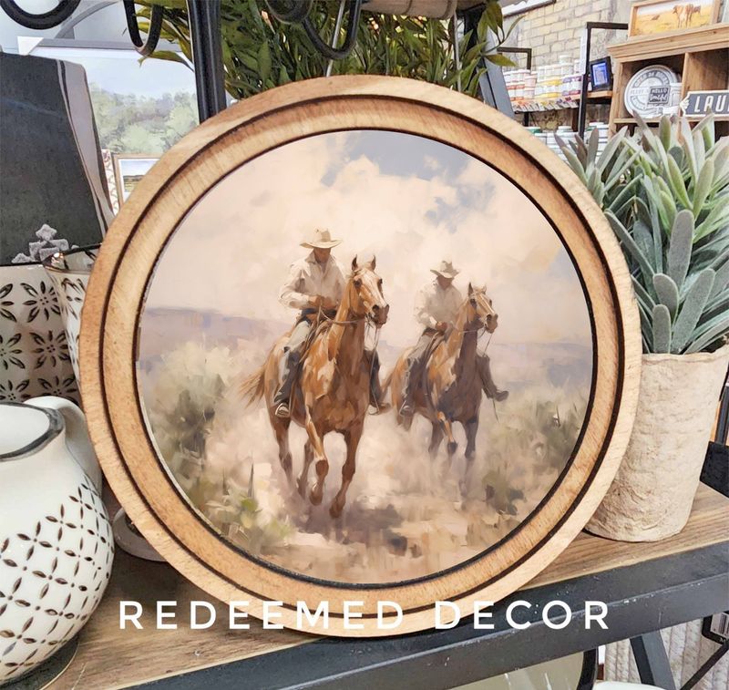 8&quot; Round Cowboys Art