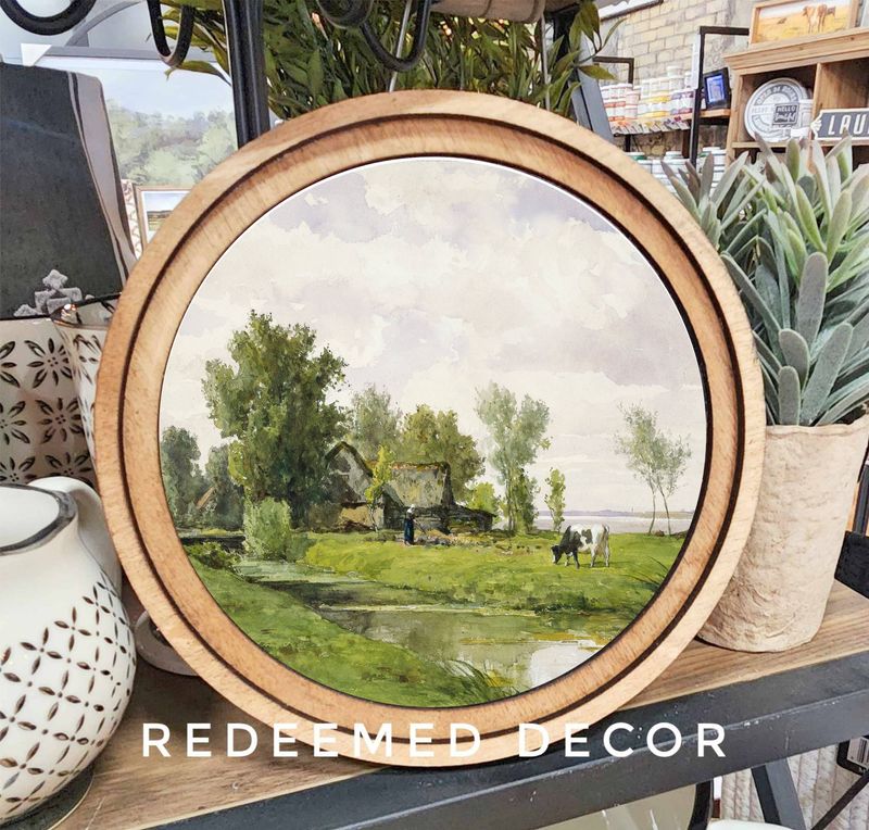 8&quot; Round Creekside Farmhouse Art