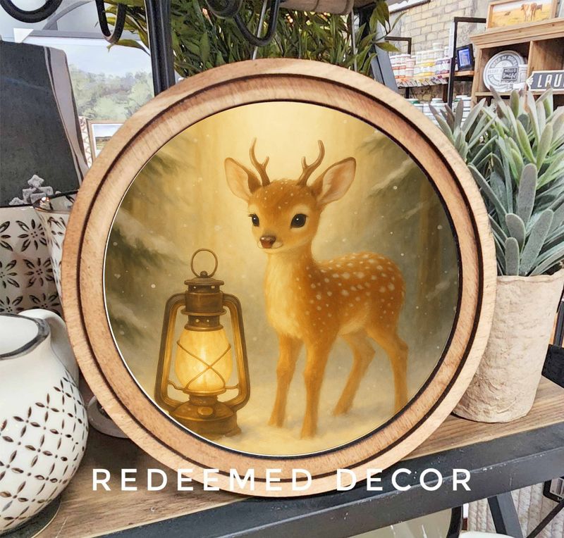 8&quot; Round Deer Lantern Art