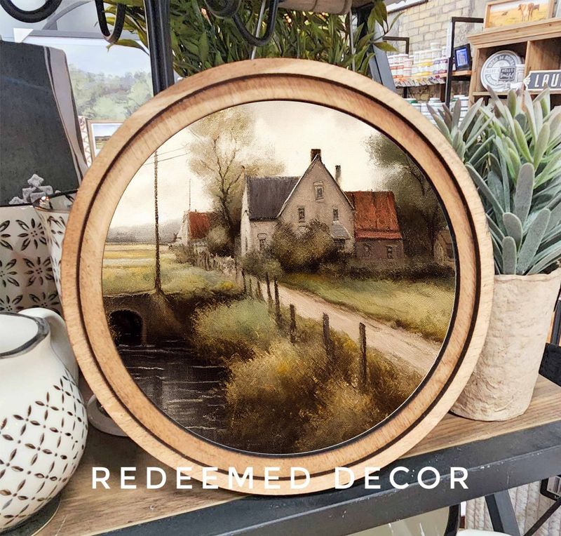 8&quot; Round Dirt Lane Farmhouse Art