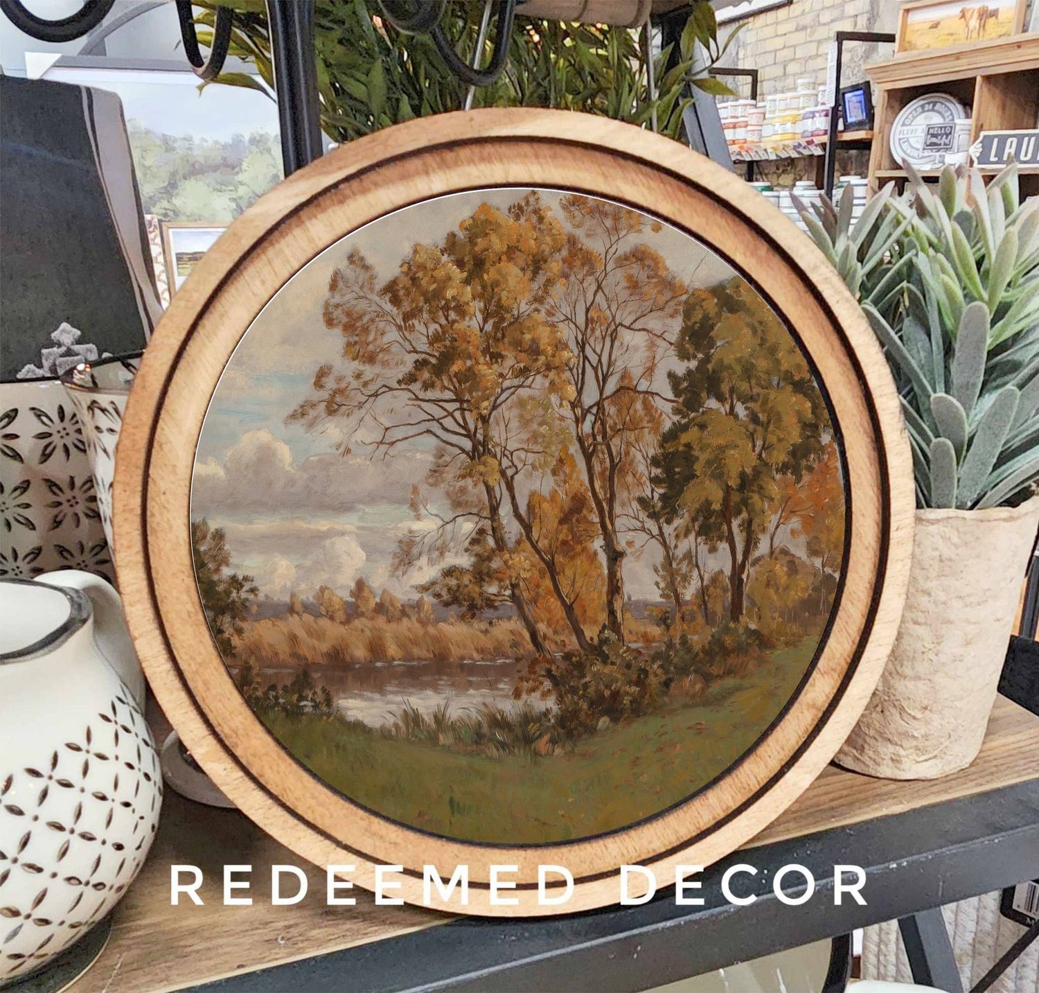 8&quot; Round Fall Landscape Art