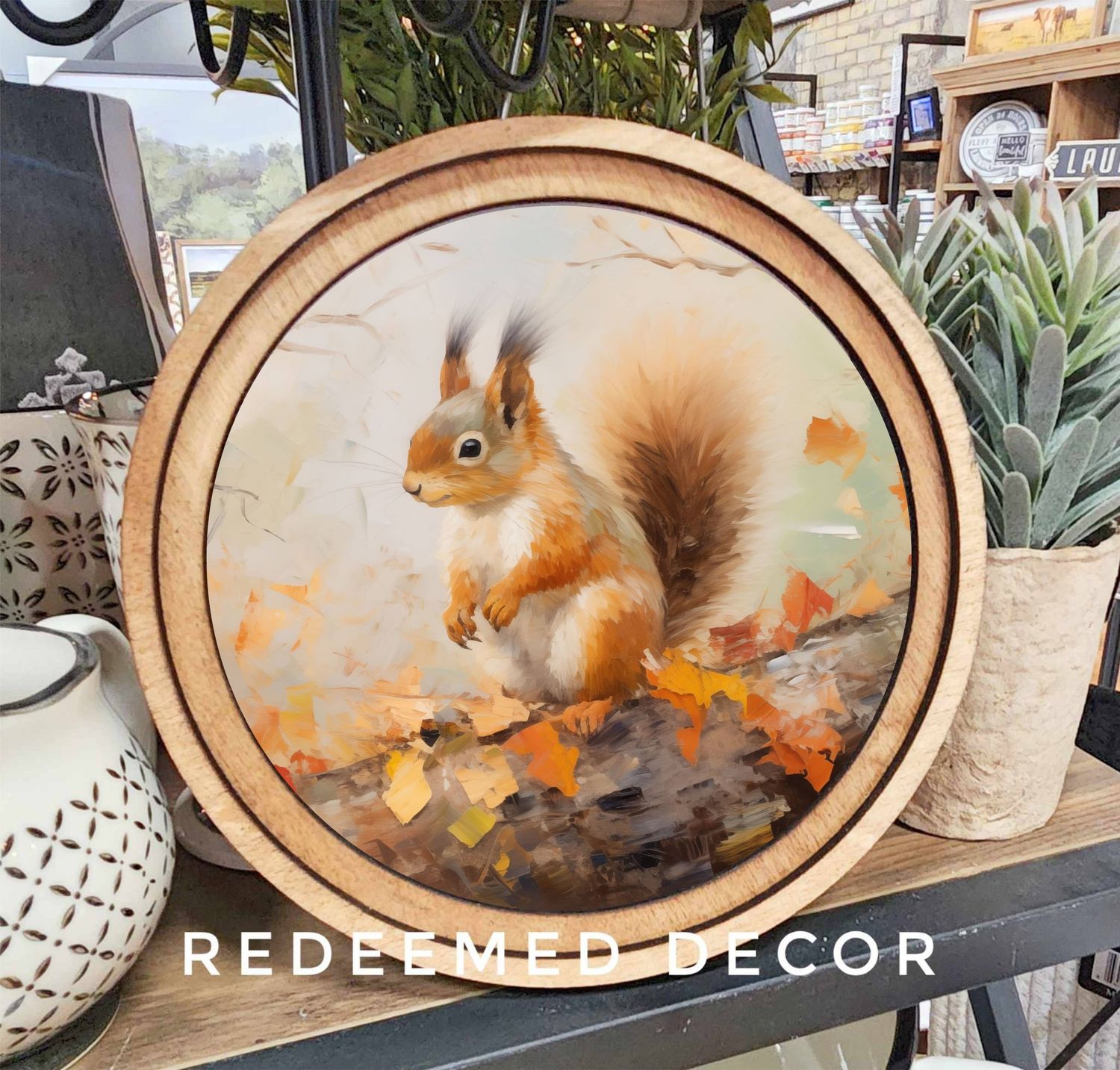 8&quot; Round Fall Squirrel Art