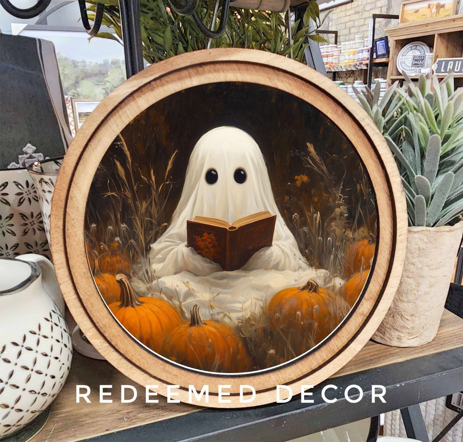 8&quot; Round Ghost Book Art