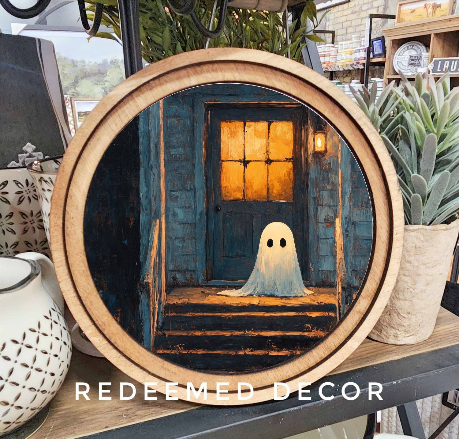 8&quot; Round Ghost on Porch Art