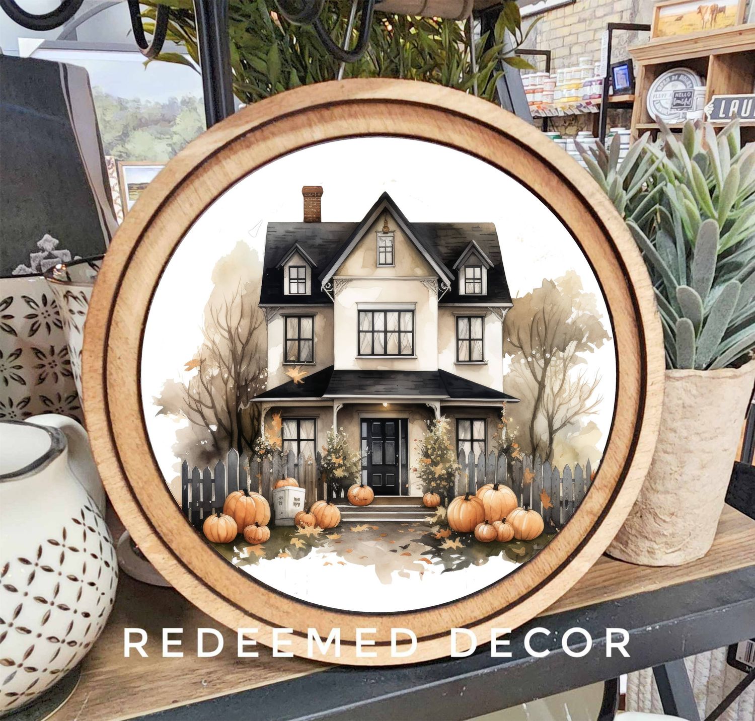 8&quot; Round Halloween House Art