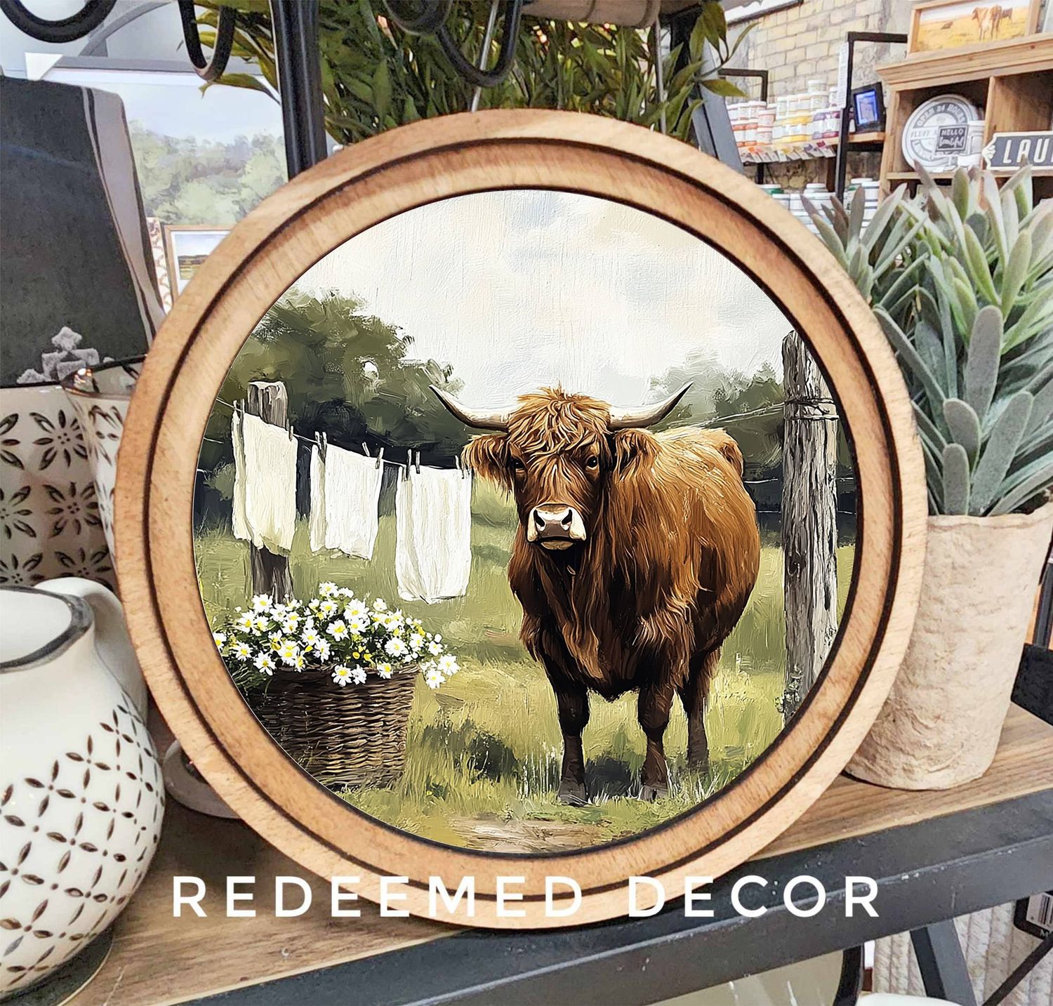 8&quot; Round Highland Laundry Art