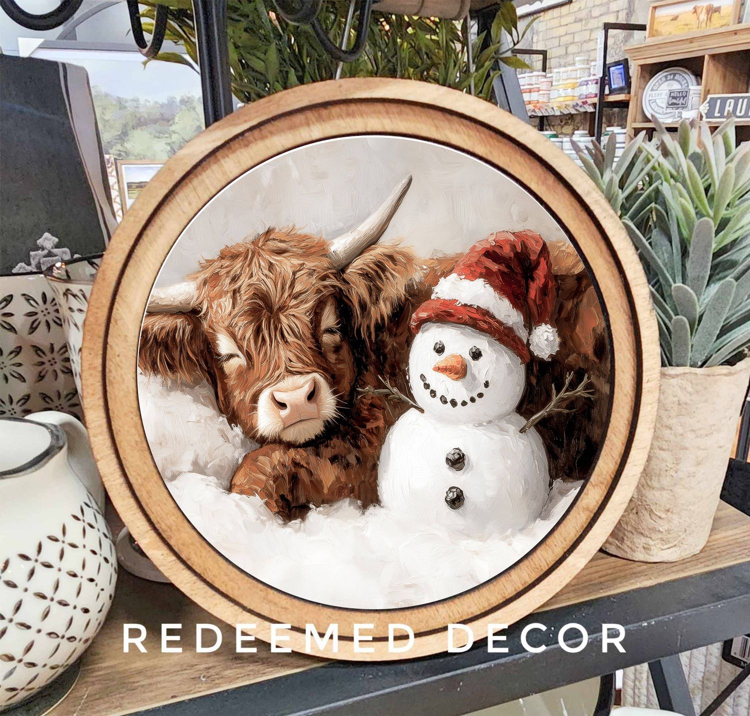 8&quot; Round Highland Snowman Art