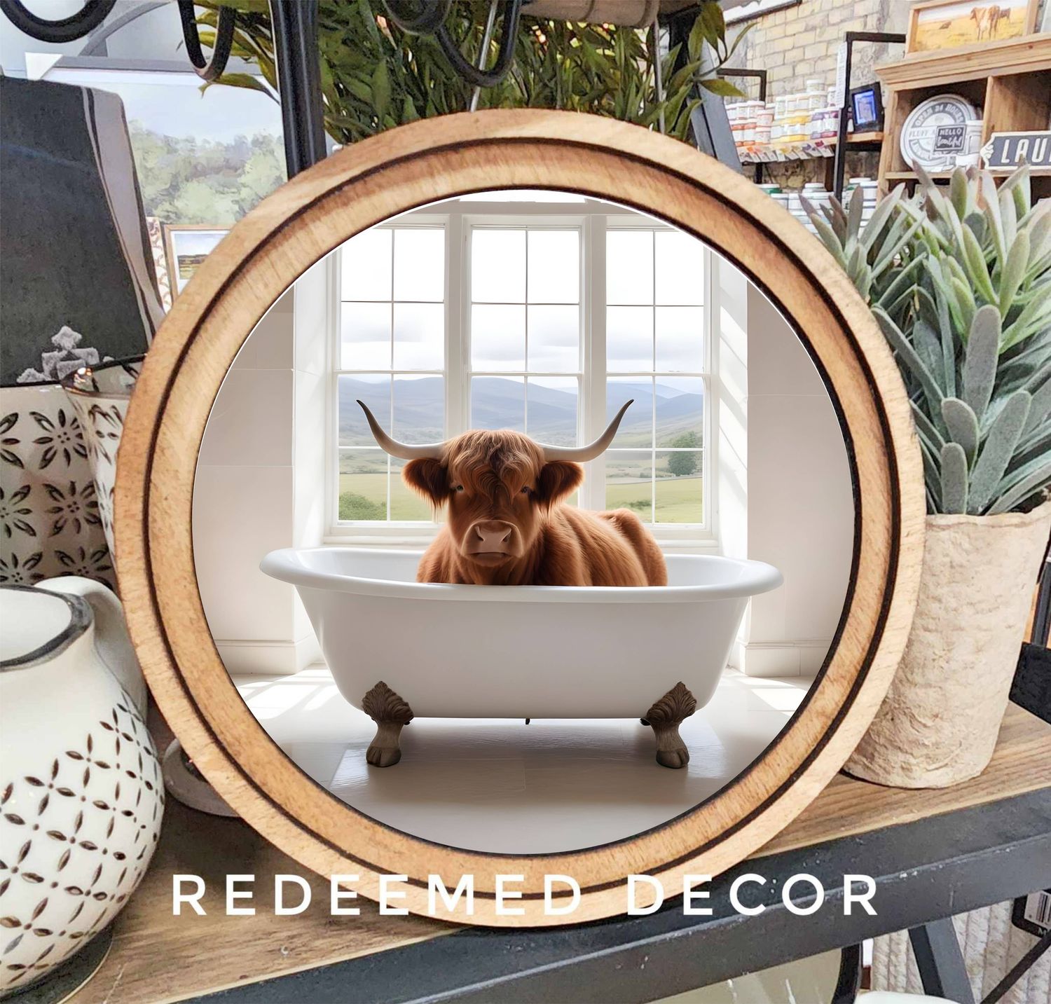 8&quot; Round Highland White Tub Art