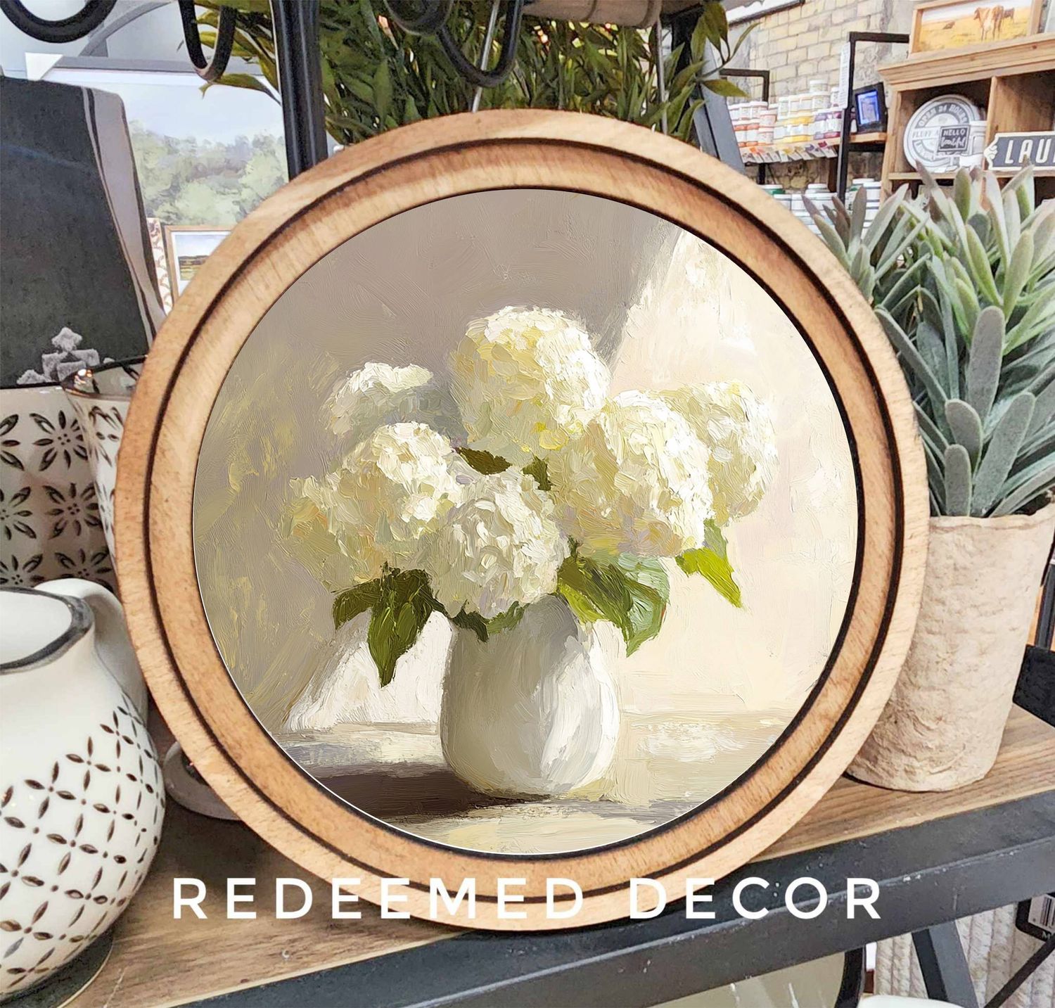 8&quot; Round Hydrangea Vase Art