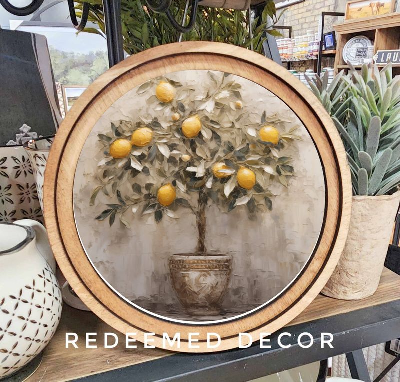 8&quot; Round Lemon Tree Art