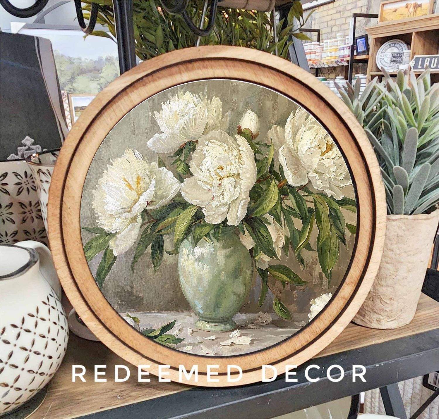 8&quot; Round Muted Peony Art