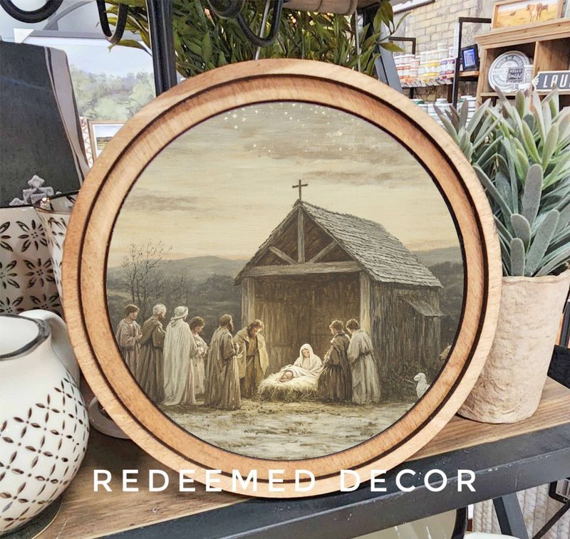 8&quot; Round Nativity Scene Art