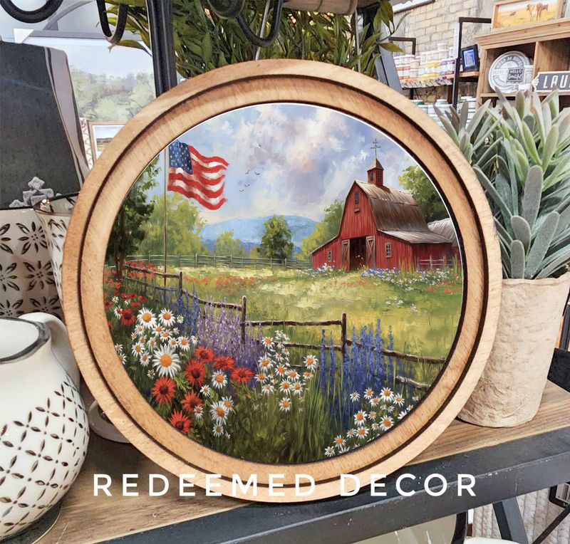 8&quot; Round Patriotic Farm Art