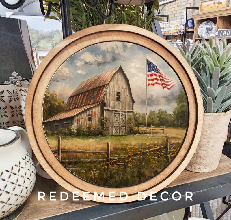 8&quot; Round Patriotic Homestead Art