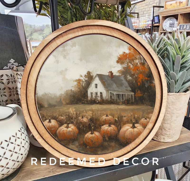 8&quot; Round Pumpkin Farmhouse Art
