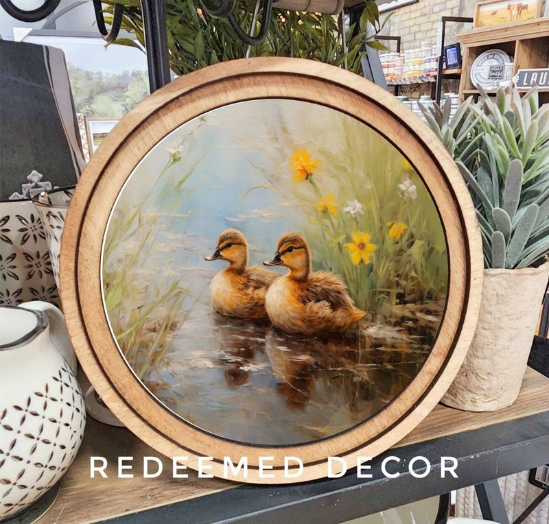 8&quot; Round Spring Ducklings Art