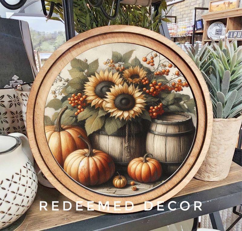 8&quot; Round Sunflower Barrel Art