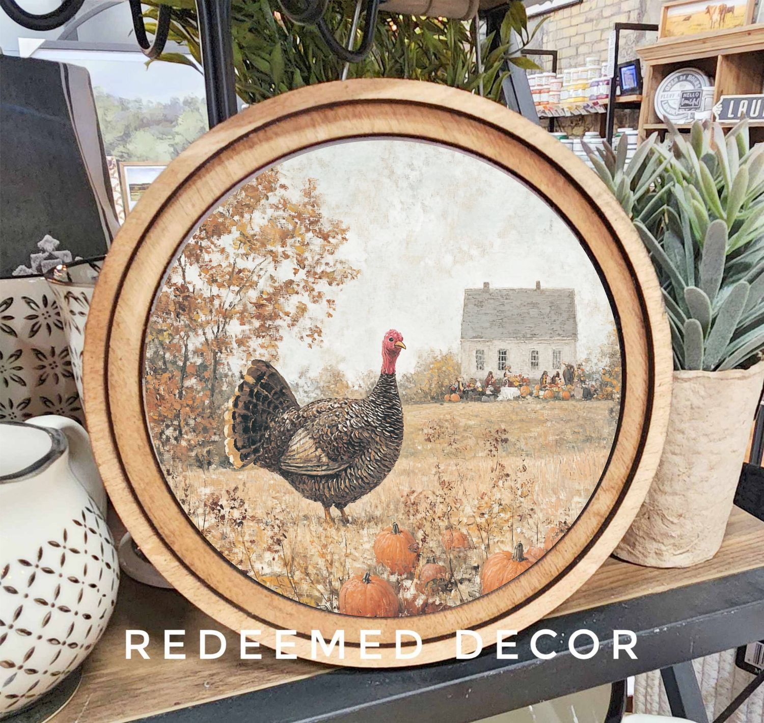 8&quot; Round Thanksgiving Turkey Art