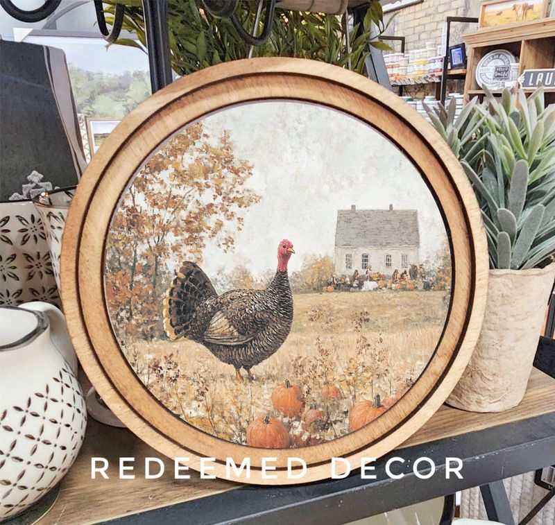 8&quot; Round Thanksgiving Turkey Art