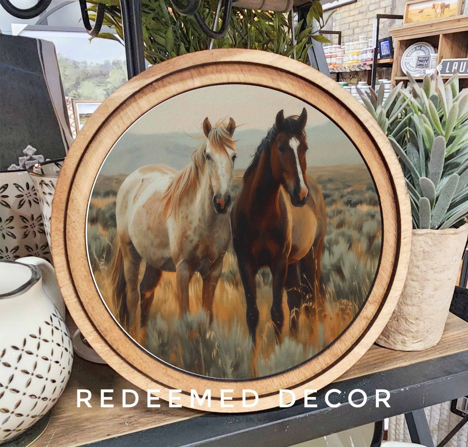 8&quot; Round Two Horses Art