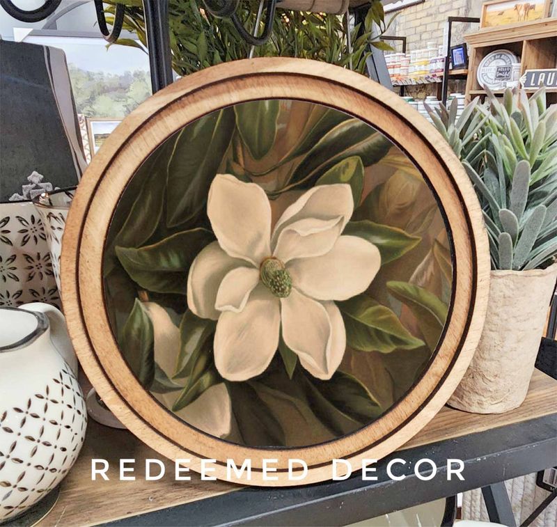 8&quot; Round Vintage Magnolia Art