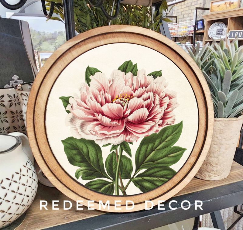 8&quot; Round Vintage Peony Art