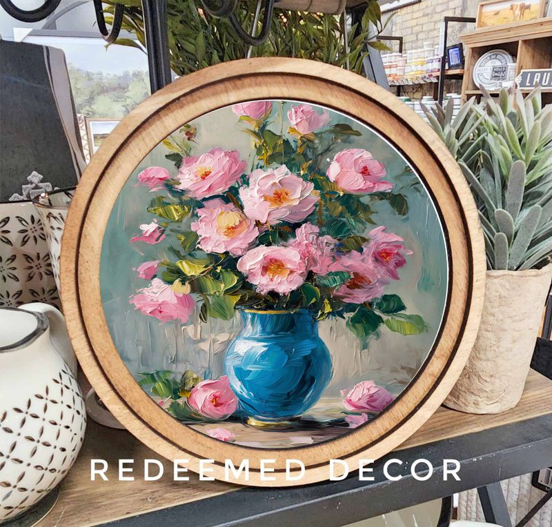 8&quot; Round Vintage Roses Art
