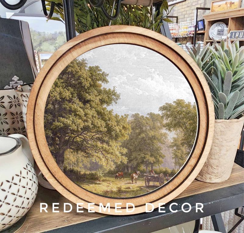 8&quot; Round Wagon Landscape Art