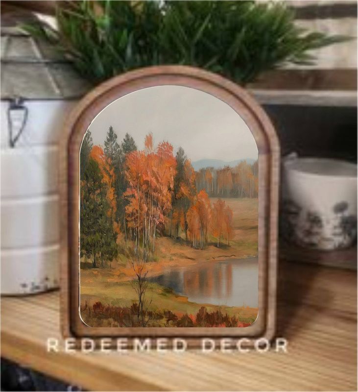 Arch Top Autumn Pond Framed Art
