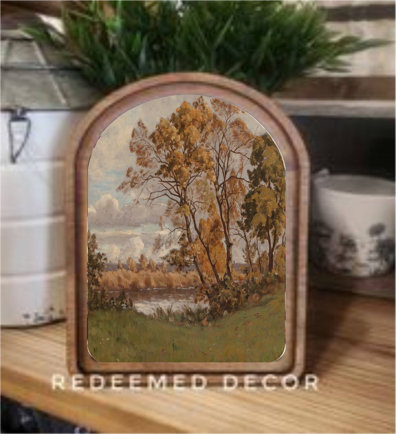 Arch Top Fall Landscape Framed Art