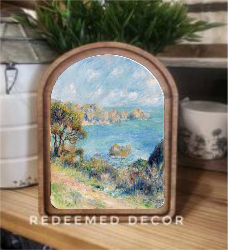 Arch Top French Coastline Framed Art