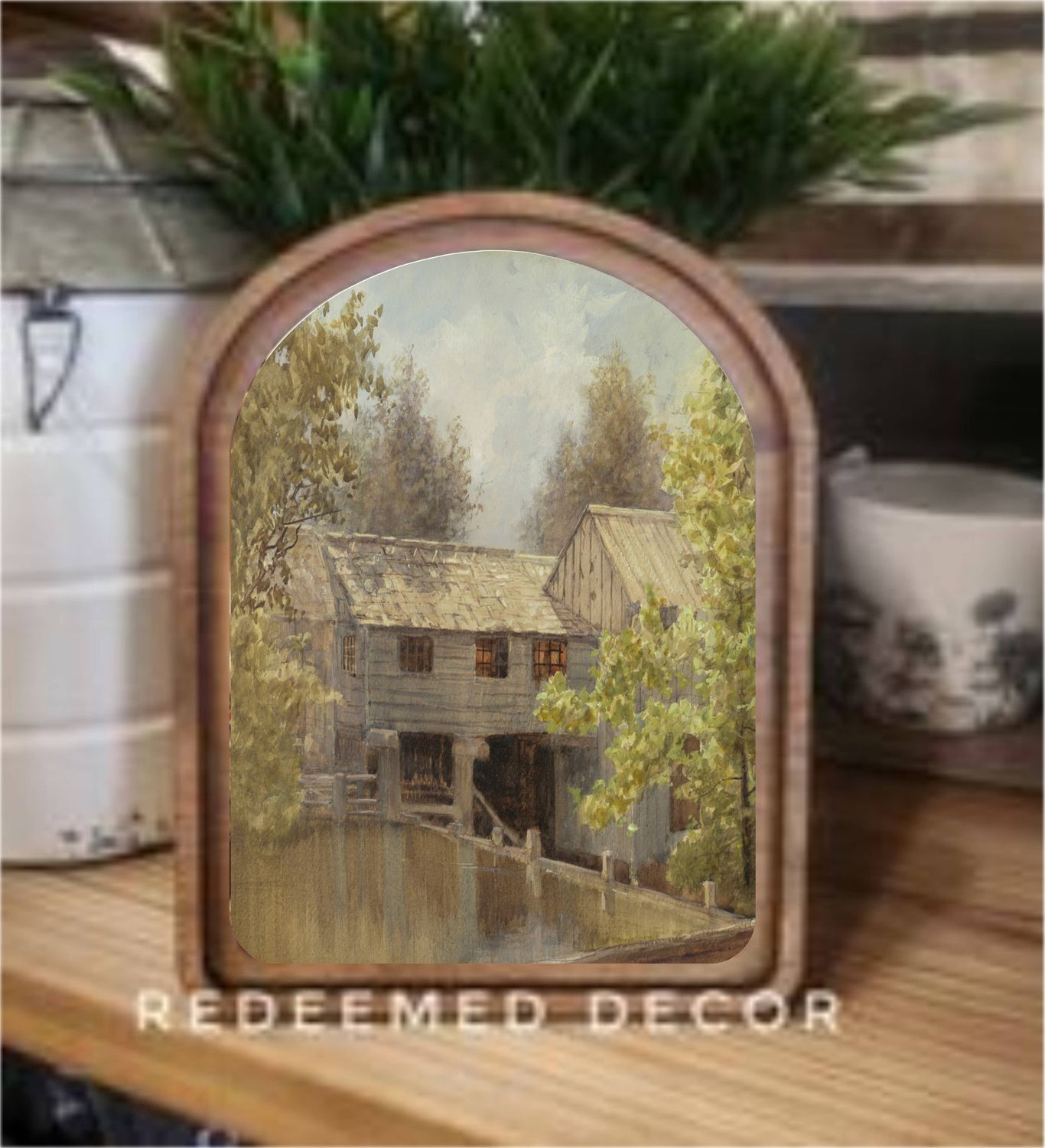Arch Top Grist Mill Framed Art