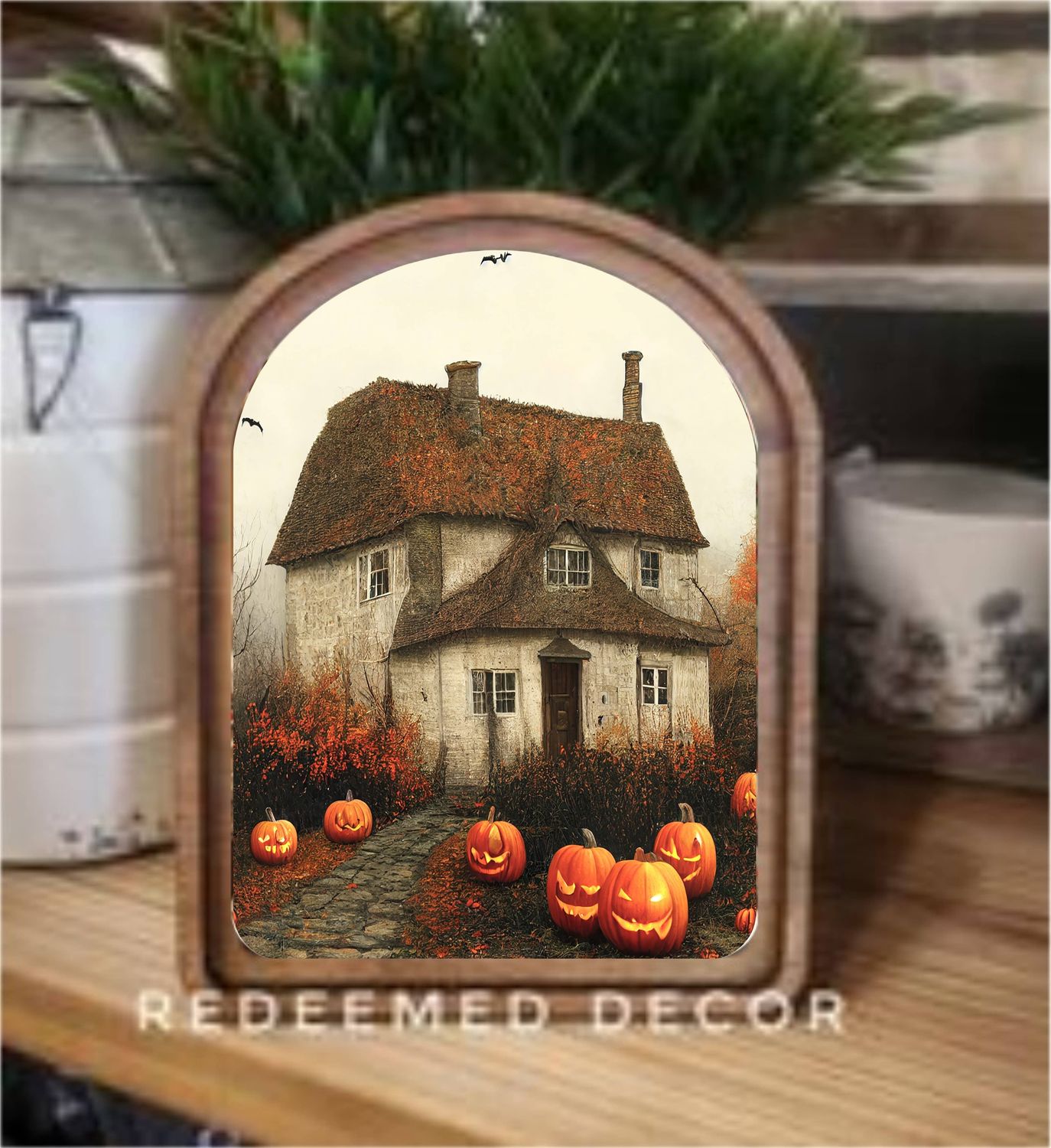 Arch Top Halloween Farmhouse Framed Art