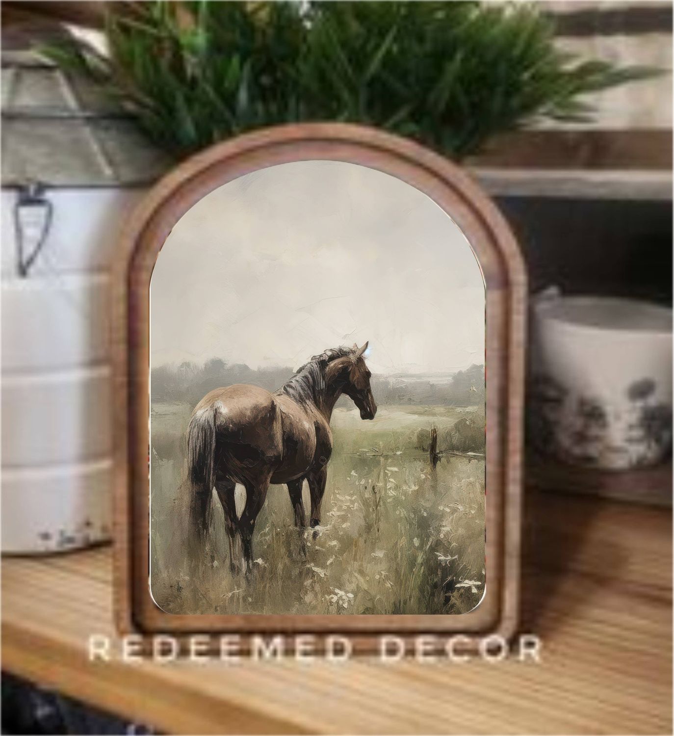 Arch Top Horse Painting Framed Art