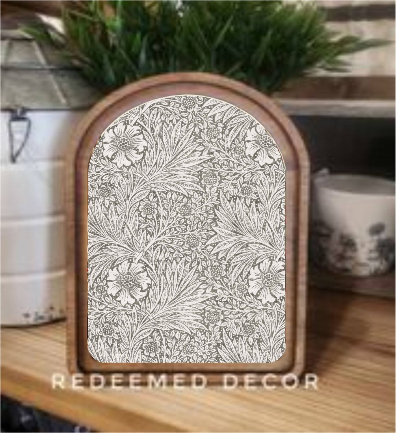 Arch Top Neutral Tapestry Framed Art