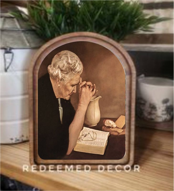 Arch Top Praying Woman Framed Art
