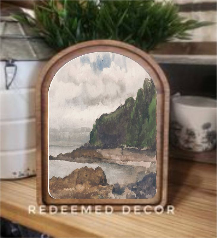 Arch Top Summer Coast  Framed Art