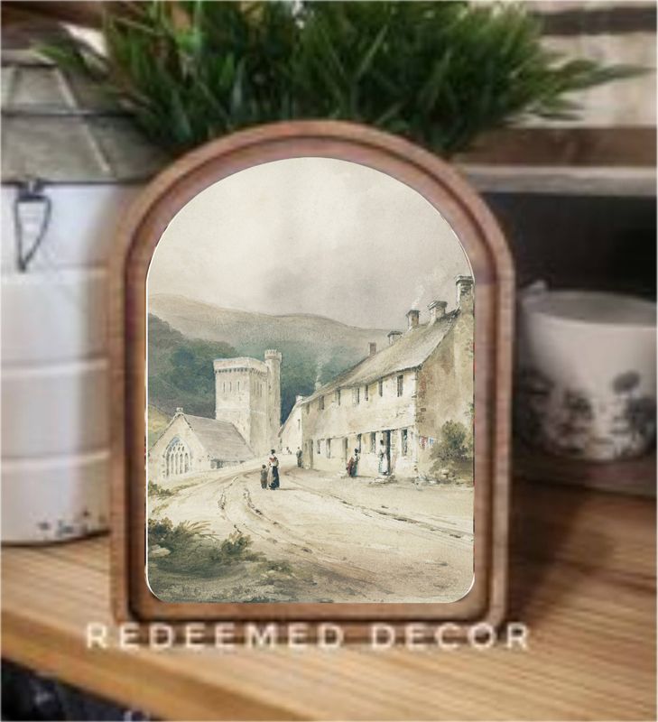 Arch Top Village Church Framed Art