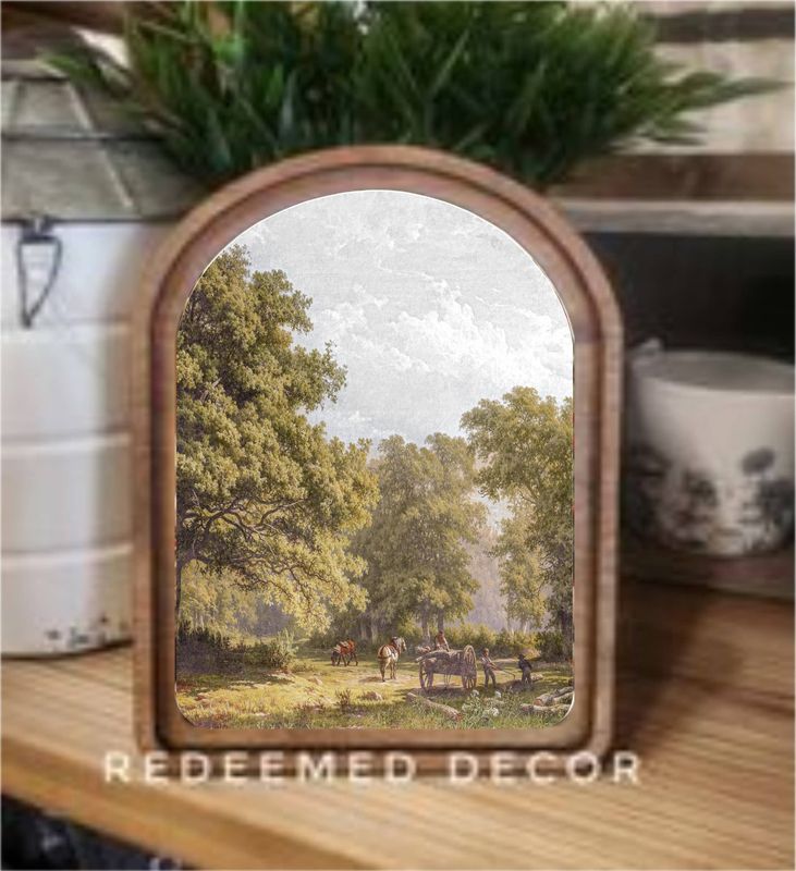 Arch Top Wagon Landscape Framed Art